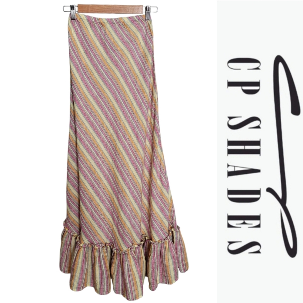CP Shades Linen Peplum Hem Maxi Skirt